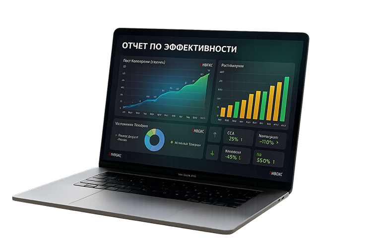 Ноутбук с отчетом по эффективности рекламы